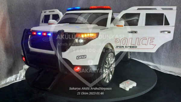 BabyHope Fôrd Polis 12V Akülü Araba Beyaz - Görsel 11