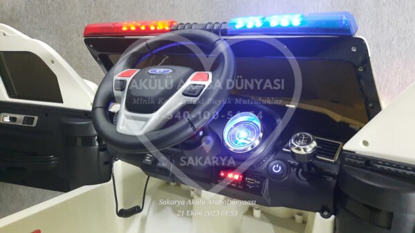 BabyHope Fôrd Polis 12V Akülü Araba Beyaz - Görsel 2