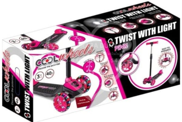 Cool Wheels 3 Tekerlekli Işıklı Twist Pembe Sarı Mavi Scooter - Görsel 3