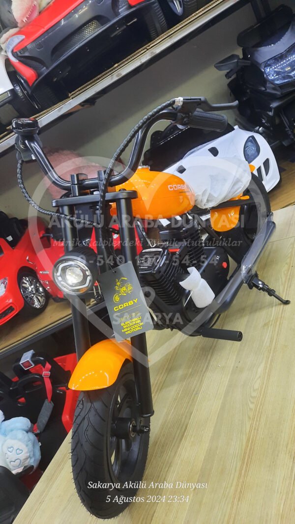 24 Volt Akülü Çocuk Motosiklet Turuncu 3 Vites