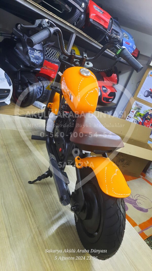 24 Volt Akülü Çocuk Motosiklet Turuncu 3 Vites