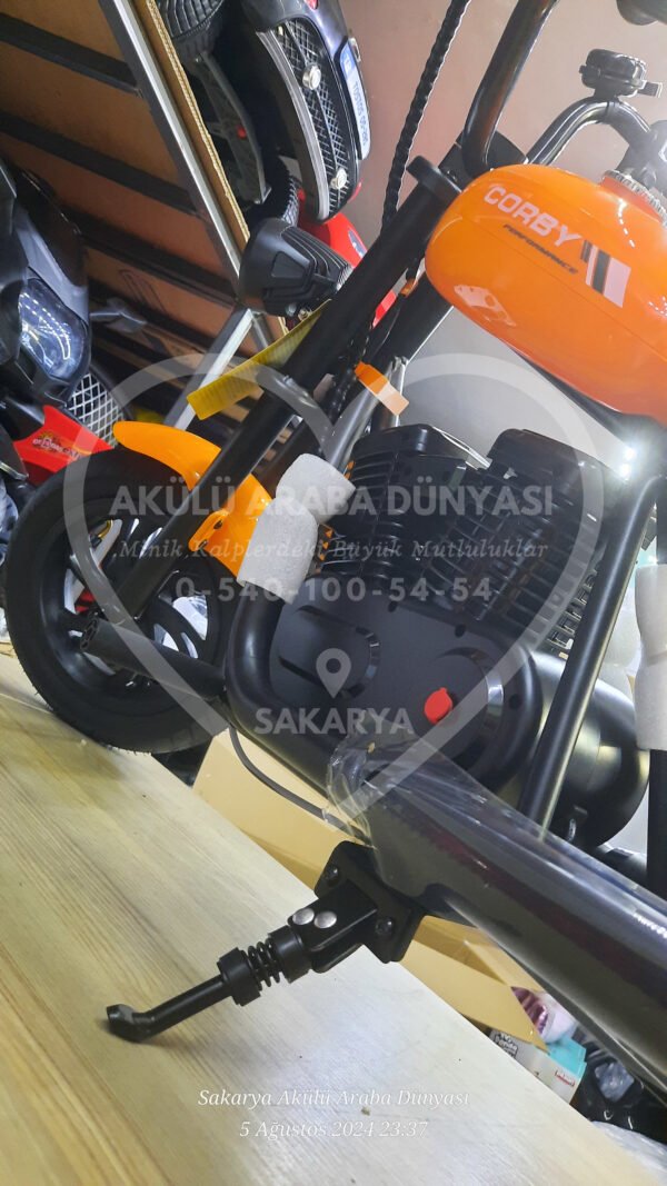 24 Volt Akülü Çocuk Motosiklet Turuncu 3 Vites