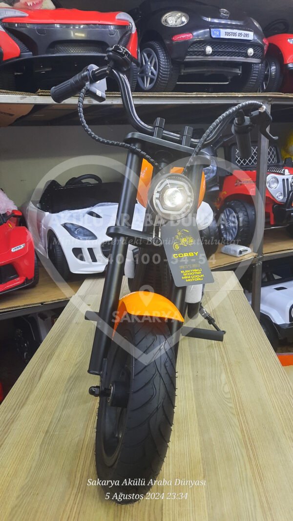 24 Volt Akülü Çocuk Motosiklet Turuncu 3 Vites