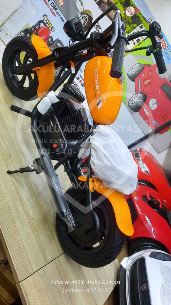 24 Volt Akülü Çocuk Motosiklet Turuncu 3 Vites
