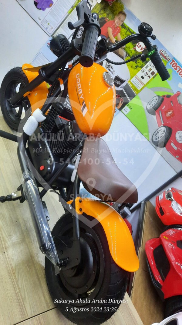 24 Volt Akülü Çocuk Motosiklet Turuncu 3 Vites