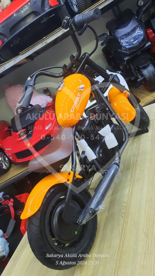 24 Volt Akülü Çocuk Motosiklet Turuncu 3 Vites