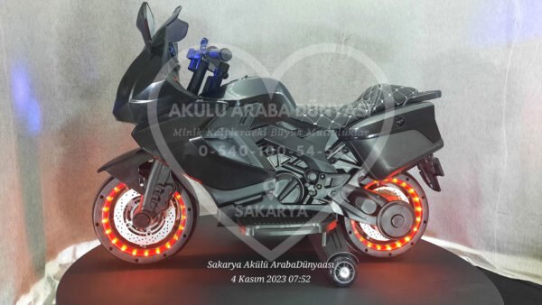 Işıklı Teker BabyHope 438 12 Volt Akülü Motosiklet XMX 316 Siyah - Görsel 8