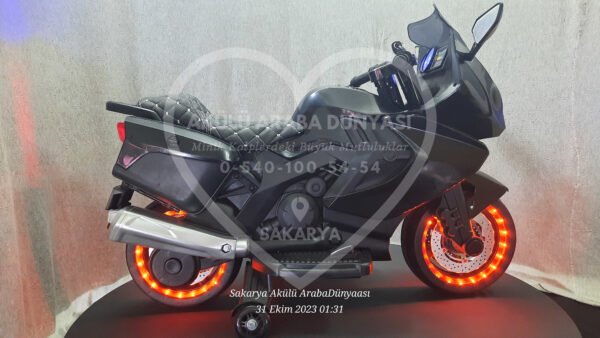 Işıklı Teker BabyHope 438 12 Volt Akülü Motosiklet XMX 316 Siyah - Görsel 1