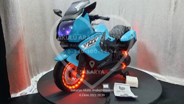 Işıklı Teker BabyHope 438 12 Volt Akülü Motosiklet XMX 316 Turkuaz