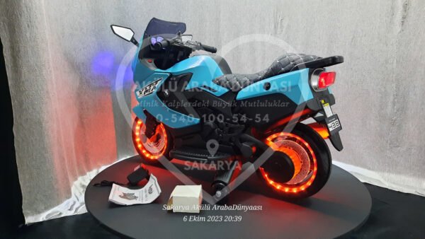 Işıklı Teker BabyHope 438 12 Volt Akülü Motosiklet XMX 316 Turkuaz
