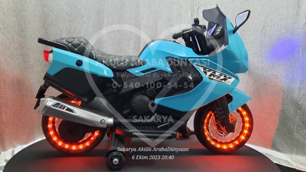 Işıklı Teker BabyHope 438 12 Volt Akülü Motosiklet XMX 316 Turkuaz