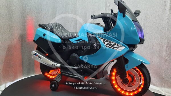 Işıklı Teker BabyHope 438 12 Volt Akülü Motosiklet XMX 316 Turkuaz
