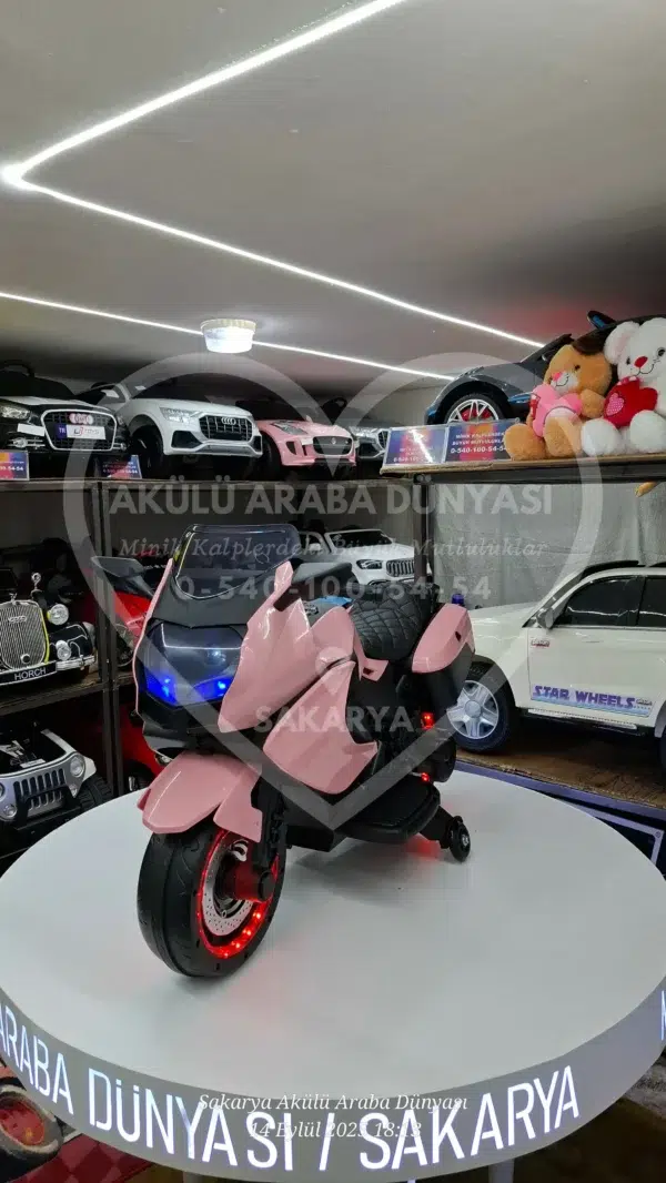 Işıklı Teker BabyHope 438 12 Volt Akülü Motosiklet XMX 316 Pembe - Görsel 3