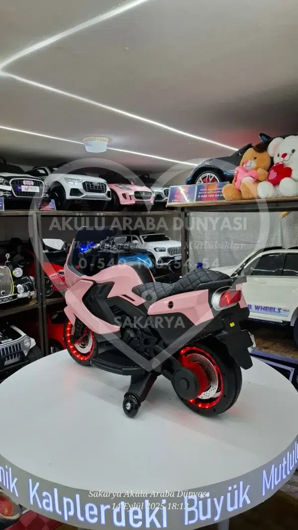 Işıklı Teker BabyHope 438 12 Volt Akülü Motosiklet XMX 316 Pembe - Görsel 5
