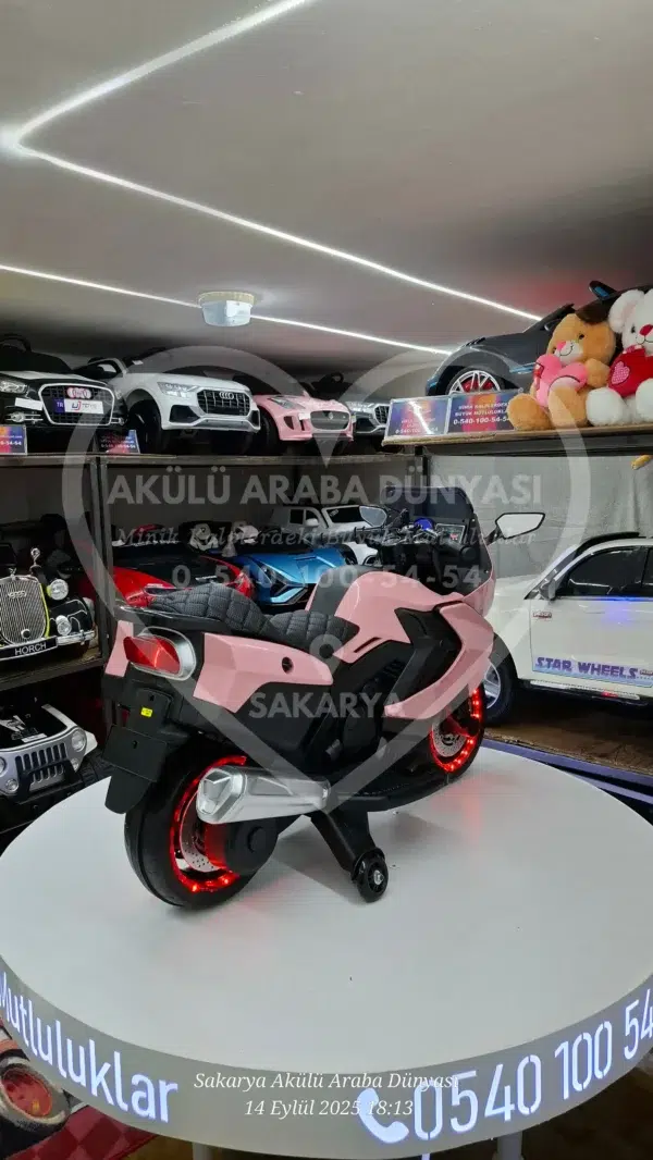 Işıklı Teker BabyHope 438 12 Volt Akülü Motosiklet XMX 316 Pembe - Görsel 7