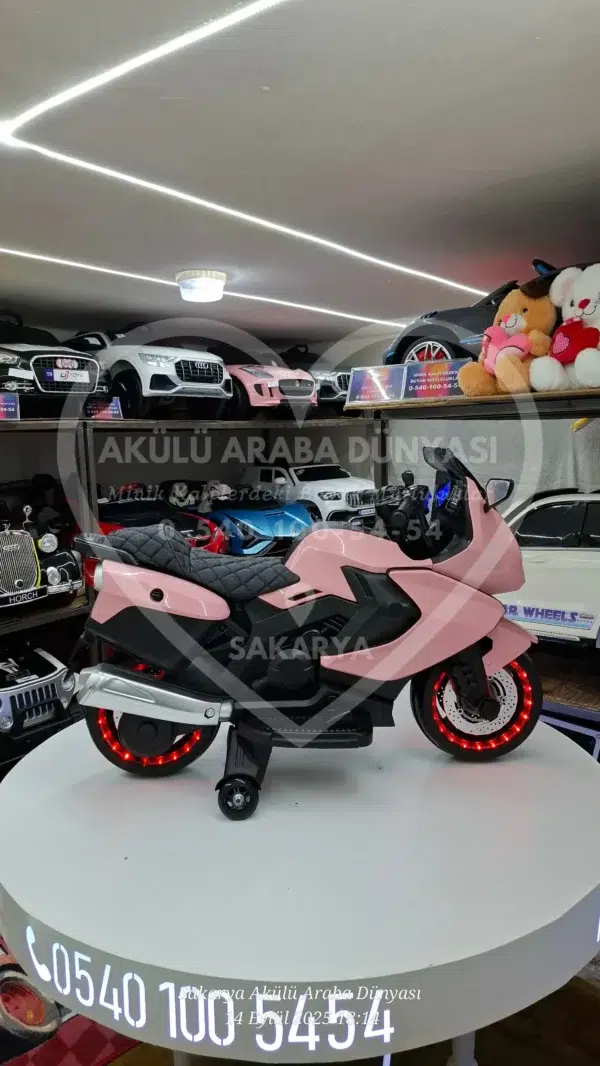 Işıklı Teker BabyHope 438 12 Volt Akülü Motosiklet XMX 316 Pembe - Görsel 8
