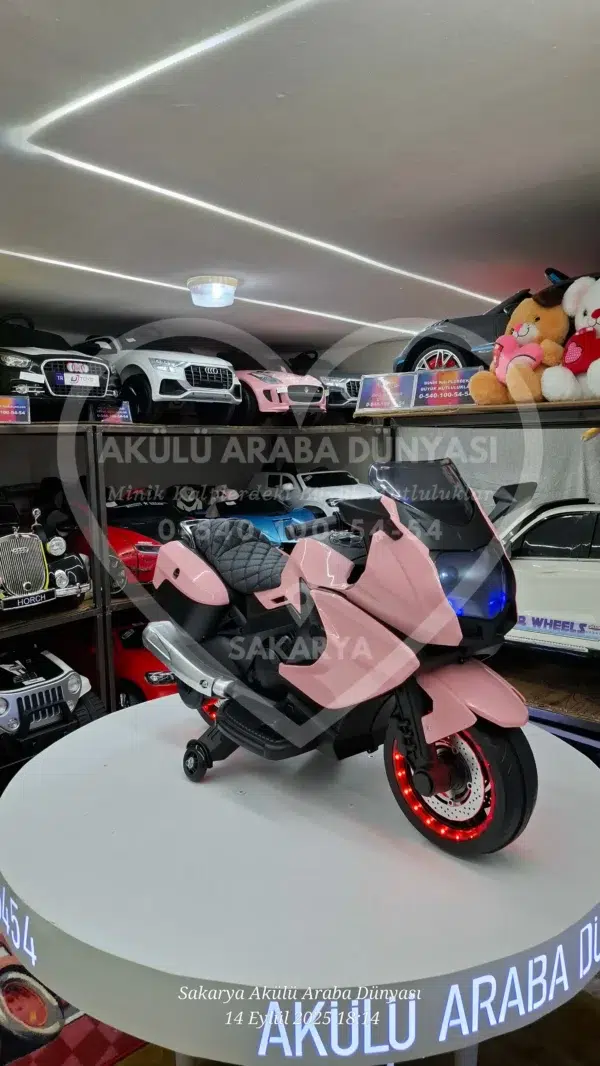 Işıklı Teker BabyHope 438 12 Volt Akülü Motosiklet XMX 316 Pembe - Görsel 9