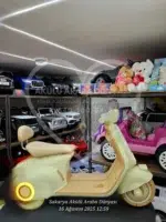 12 Volt Vespa Akülü Scooter – Çift Motor, LED Işıklı, EVA Tekerlekli Krem - Görsel 2