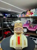 12 Volt Vespa Akülü Scooter – Çift Motor, LED Işıklı, EVA Tekerlekli Krem - Görsel 9