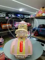 12V Toz Pembe Vespa Akülü Scooter – Çift Motor, LED Işıklı, EVA Tekerlekli - Görsel 6