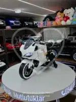 Akülü Yarış Motoru 12V Beyaz – Elden Gazlı, LED Işıklı - Görsel 4