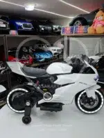 Akülü Yarış Motoru 12V Beyaz – Elden Gazlı, LED Işıklı