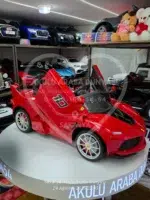 Ferrari LaFerrari Akülü Araba 12V Kumandalı LED Işık Deri Koltuk - Görsel 21