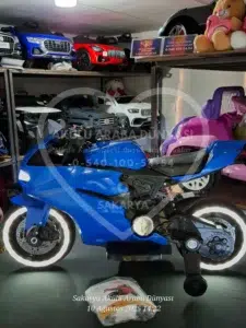 Akülü Yarış Motoru 12V Mavi – Elden Gaz Kontrollü, Çift Motorlu