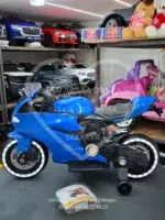 Akülü Yarış Motoru 12V Mavi – Elden Gaz Kontrollü, Çift Motorlu - Görsel 5