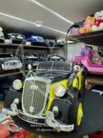Classic Audi Horch 24V Ebeveyn Koltuklu Akülü Araba - Metalik Siyah Premium Seri - Görsel 4