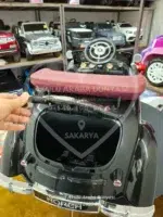 Classic Audi Horch 24V Ebeveyn Koltuklu Akülü Araba - Metalik Siyah Premium Seri - Görsel 8